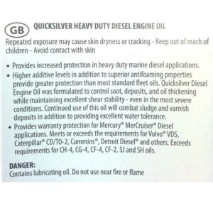 Quicksilver – Heavy Duty Diesel Engine Oil 15W40 – 4L – MerCruiser